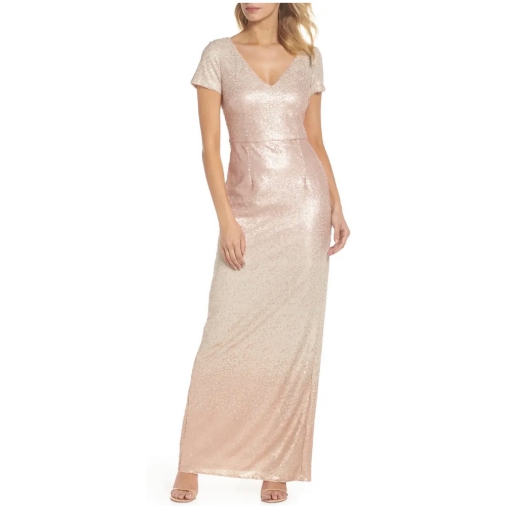 Adrianna Papell - Pink Ombré Sequin Column Gown - US Size 6